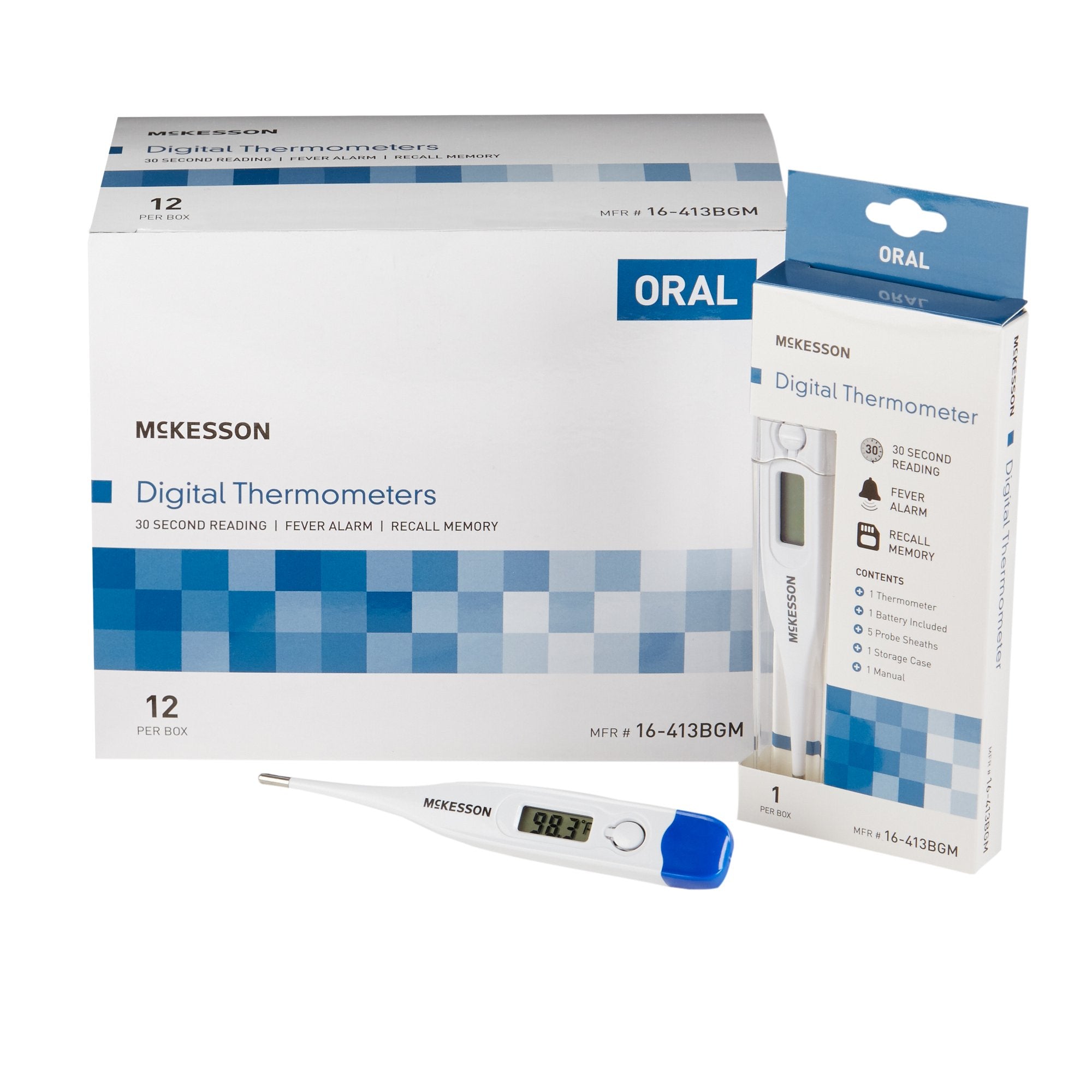 McKesson Brand - Digital Stick Thermometer McKesson Oral Probe Handheld [1/EA] (793284_EA)