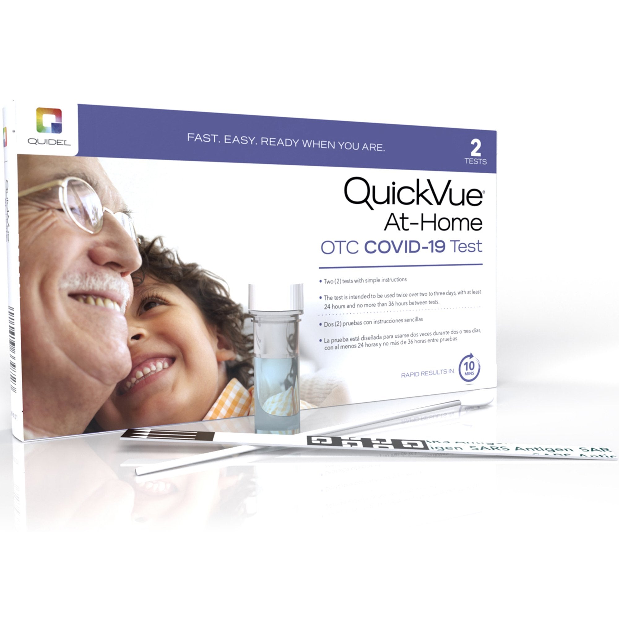 Quidel - Respiratory Test Kit QuickVue® At-Home OTC COVID-19 Test 2 Tests CLIA Waived [1/BX]