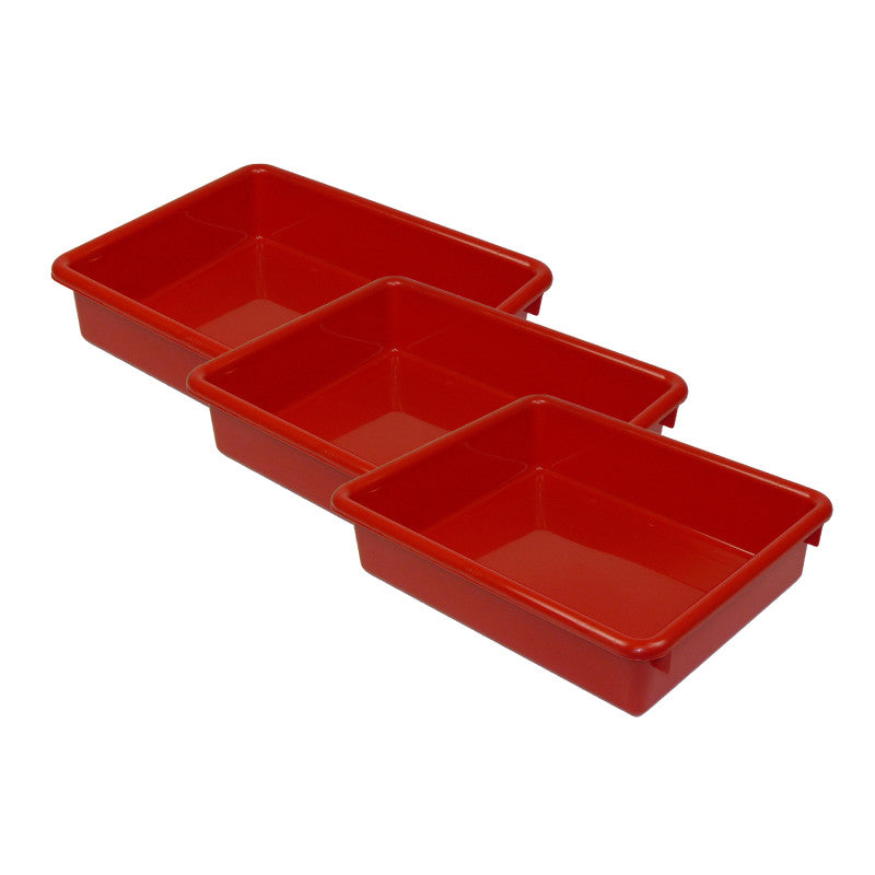 ROMANOFF - Stowaway® 3" Letter Tray no Lid, Red, Pack of 3