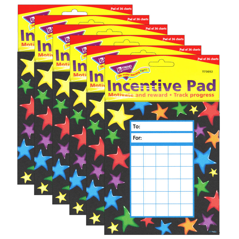 TREND - Gel Stars Incentive Pad, 36 Sheets Per Pad, Pack of 6