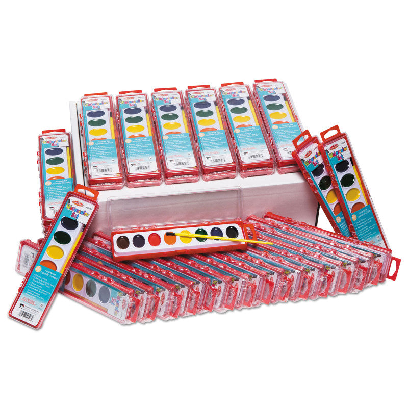 CHARLES LEONARD - Semi-Moist Watercolor Paint Set, 8-Color Oval Pan w/Brush, 36 Sets