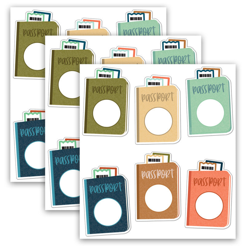 CARSON DELLOSA EDUCATION - Let's Explore Passports Cut-Outs, 36 Per Pack, 3 Packs