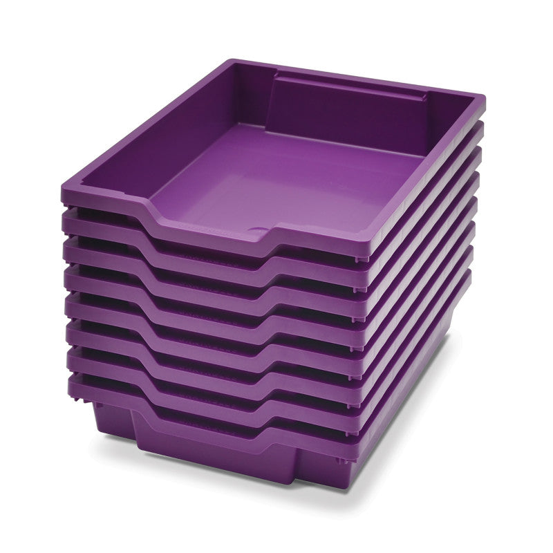 GRATNELLS - Shallow F1 Tray, Plum Purple, 12.3" x 16.8" x 3", Heavy Duty School, Industrial & Utility Bins, Pack of 8