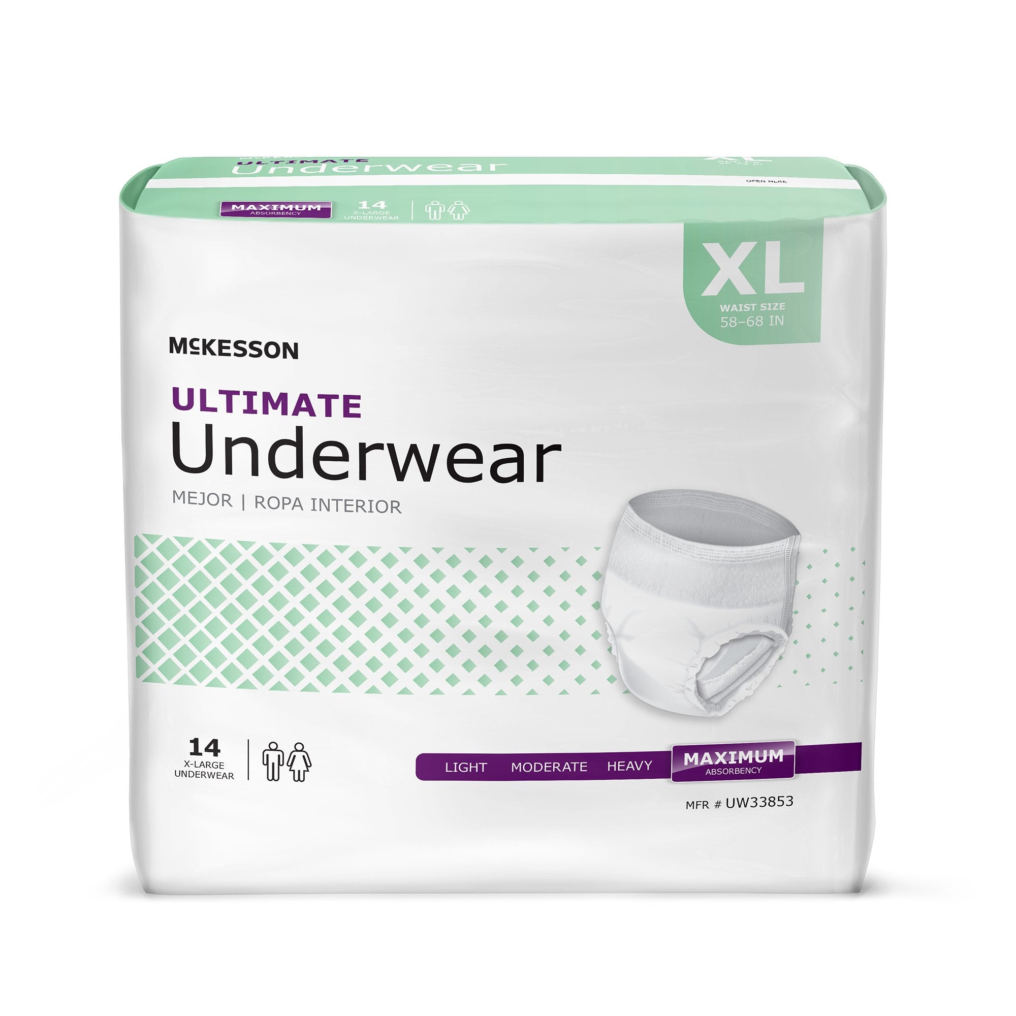 McKesson Brand - Unisex Adult Absorbent Underwear McKesson Pull On with Tear Away Seams X-Large Disposable Heavy Absorbency [14/BG]
