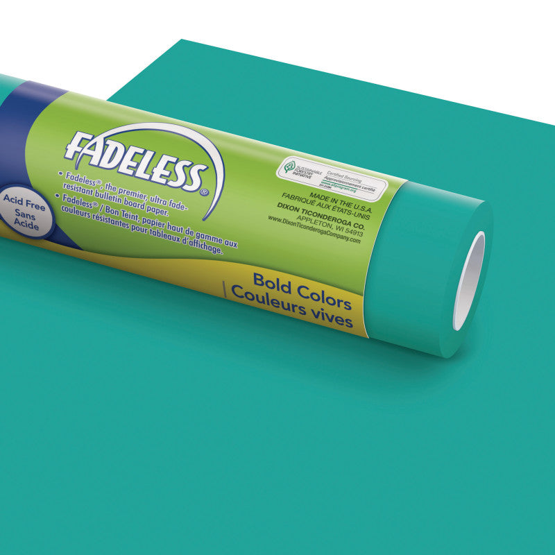 FADELESS - Bulletin Board Art Paper, Teal, 48" x 12', 4 Rolls