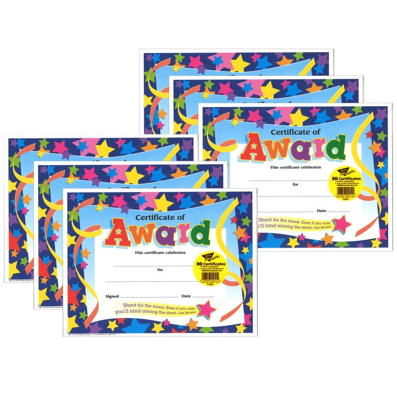 TREND - Certificate of Award Colorful Classics Certificates, 30 Per Pack, 6 Packs