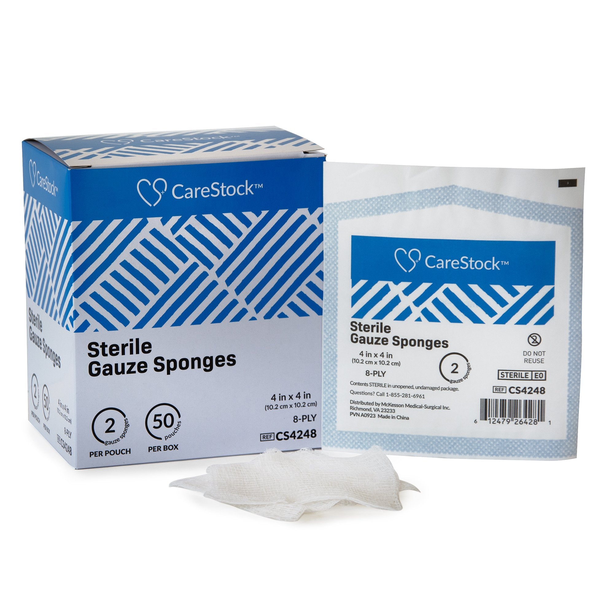 CareStock - Gauze Sponge CareStock™ 4 X 4 Inch 8-Ply Sterile 2 per Pack [50/BX]