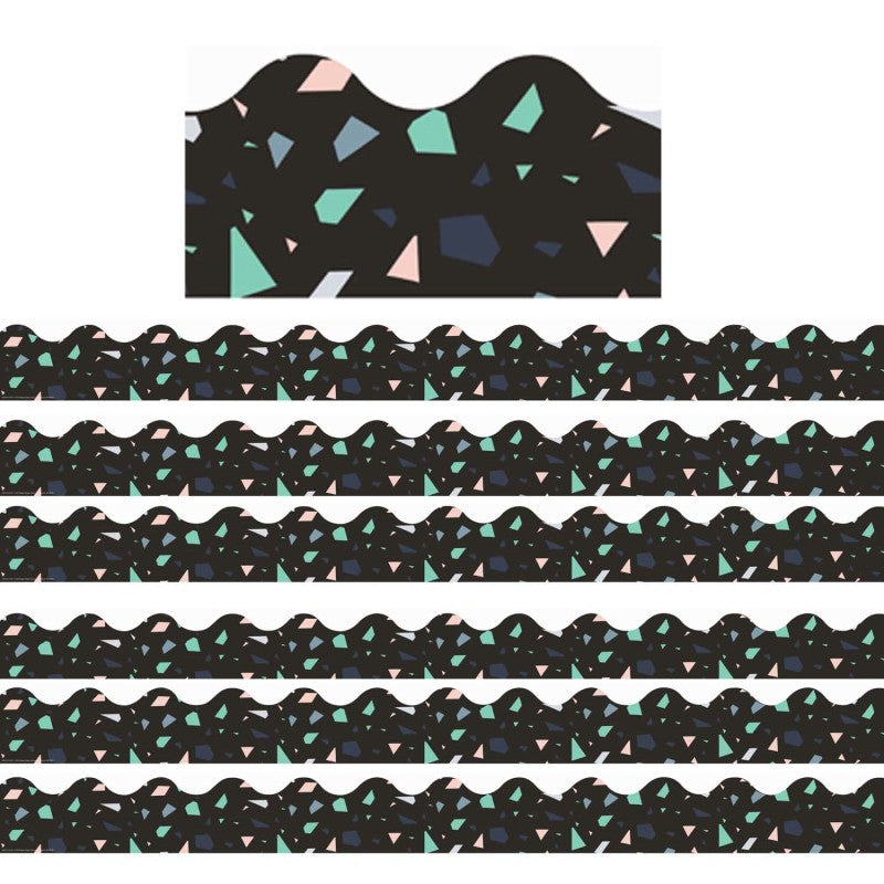 EUREKA - Simply Sassy Black Terrazzo Deco Trim® Extra Wide Die Cut, 37 Feet Per Pack, 6 Packs