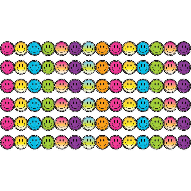 TEACHER CREATED RESOURCES - Brights 4Ever Smiley Faces Die-Cut Border Trim, 35 Feet Per Pack, 6 Packs