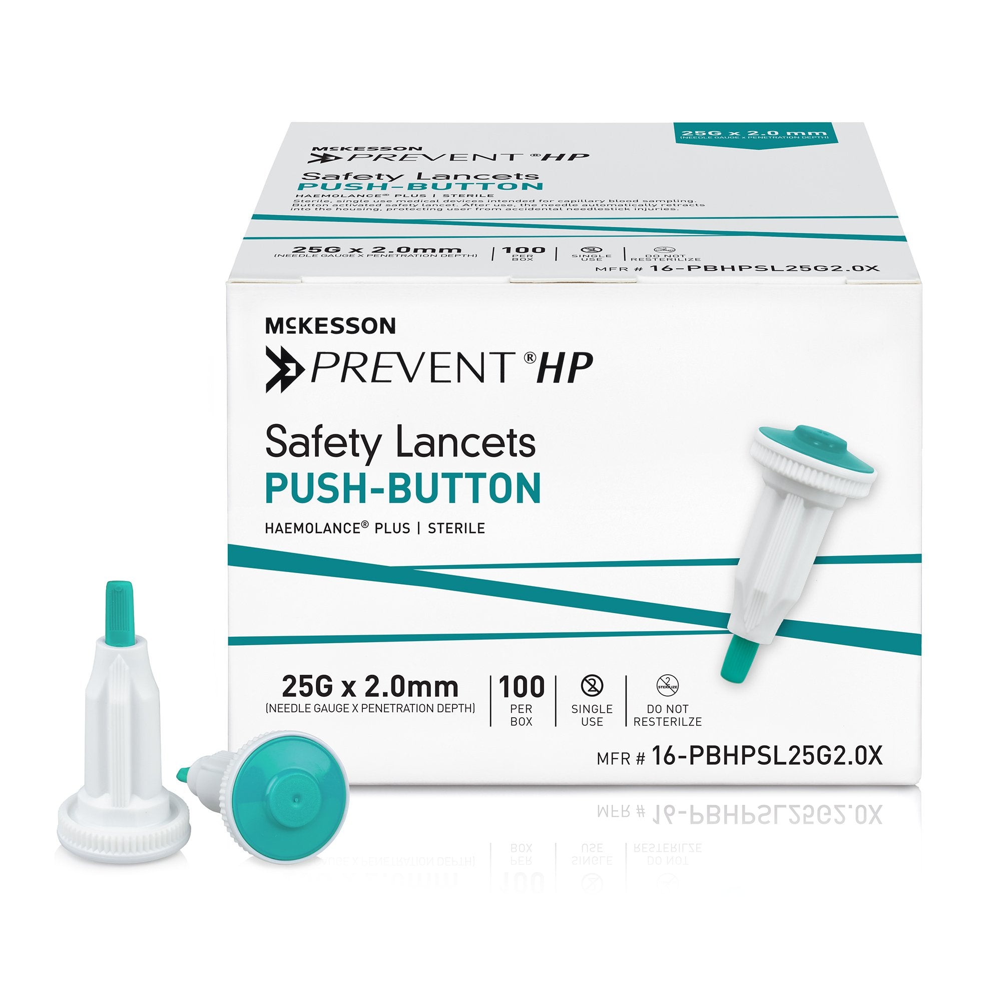 McKesson Brand - Safety Lancet McKesson Prevent® HP 25 Gauge Retractable Push Button Activation Finger [100/BX]