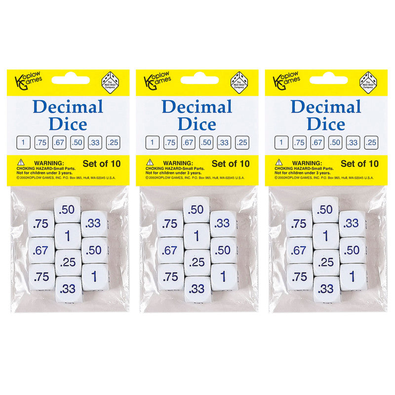 KOPLOW GAMES - Decimal Dice Set, 10 Per Pack, 3 Packs