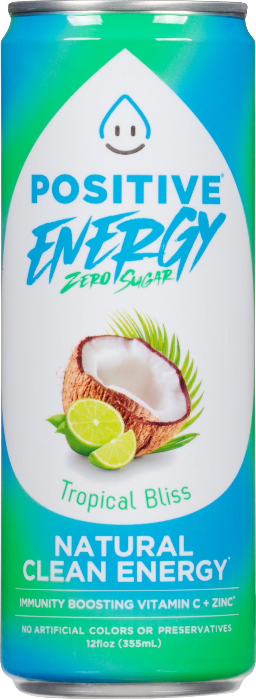 Positive Beverage Energy Zero Sugar Tropical Bliss Sparkling Water 12 fl oz - Case of 12