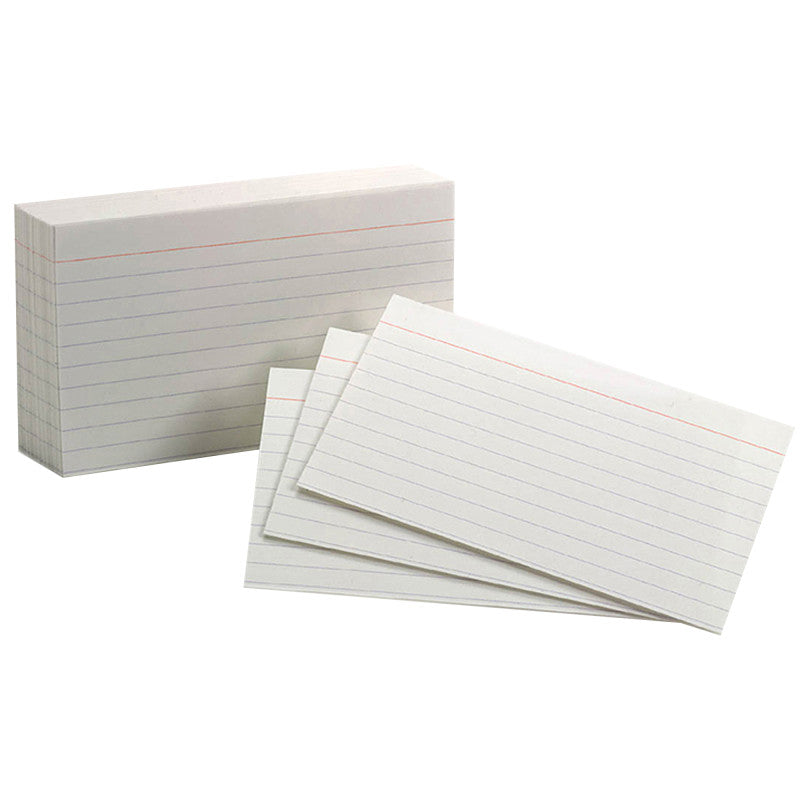 OXFORD - White Commercial Index Cards, 3" x 5", Ruled, 100 Per Pack, 10 Packs