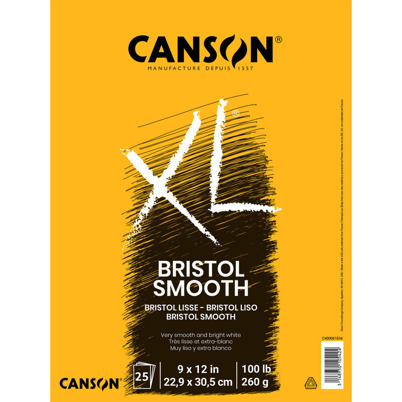 XL Series Bristol Pad, Smooth Finish, Foldover Binding, 25 Sheet, 9x12 inch, 1 Count