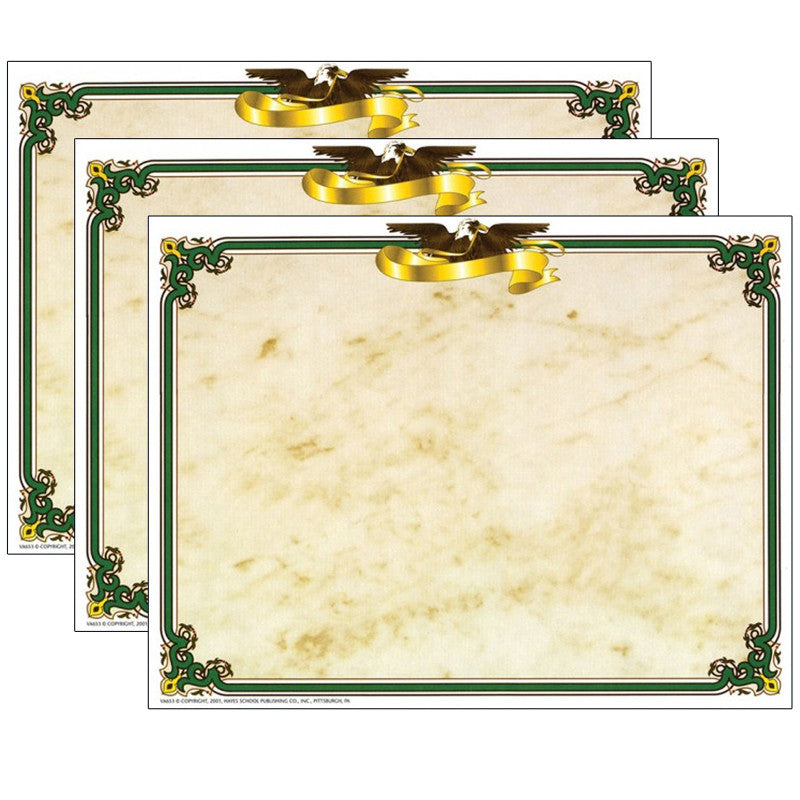 HAYES PUBLISHING - Eagle Border Certificate, 8.5" x 11", 50 Per Pack, 3 Packs