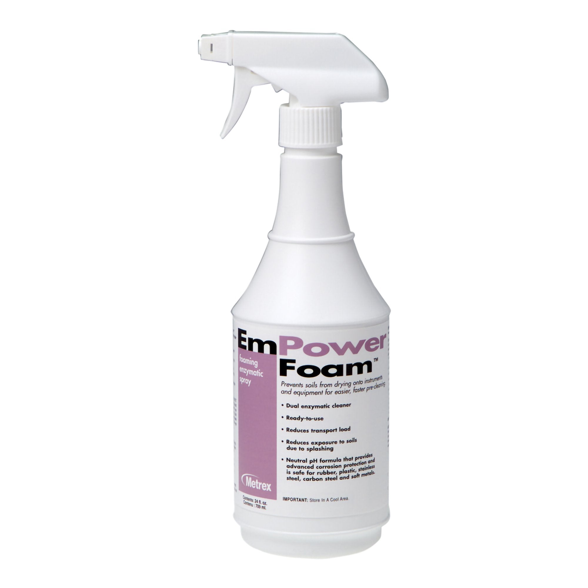 Metrex Research - Dual Enzymatic Instrument Detergent EmPower® Foam™ Foam RTU 24 oz. Spray Bottle Unscented [12/CS]