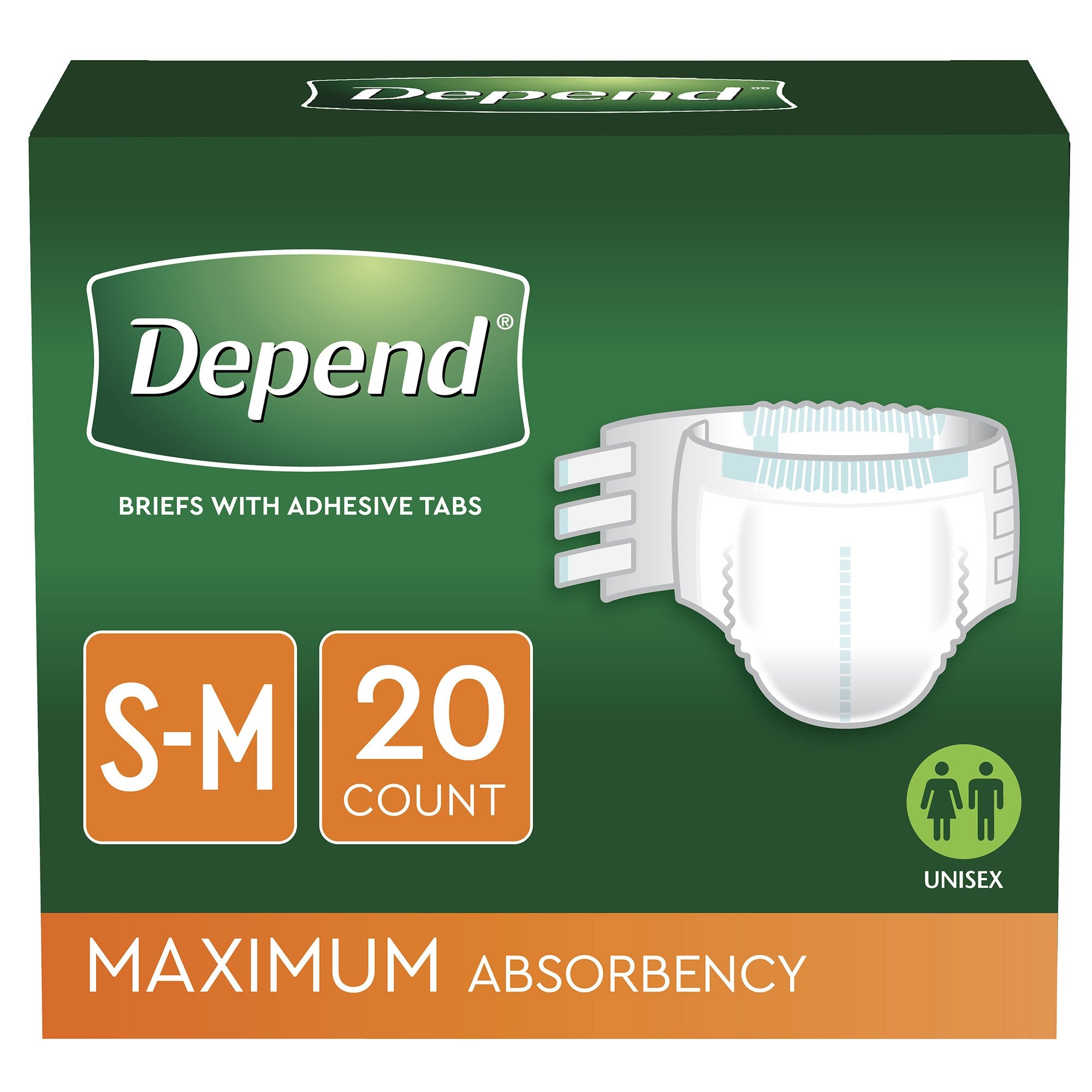 Kimberly Clark - Unisex Adult Incontinence Brief Depend® Small / Medium Disposable Heavy Absorbency [60/CS]