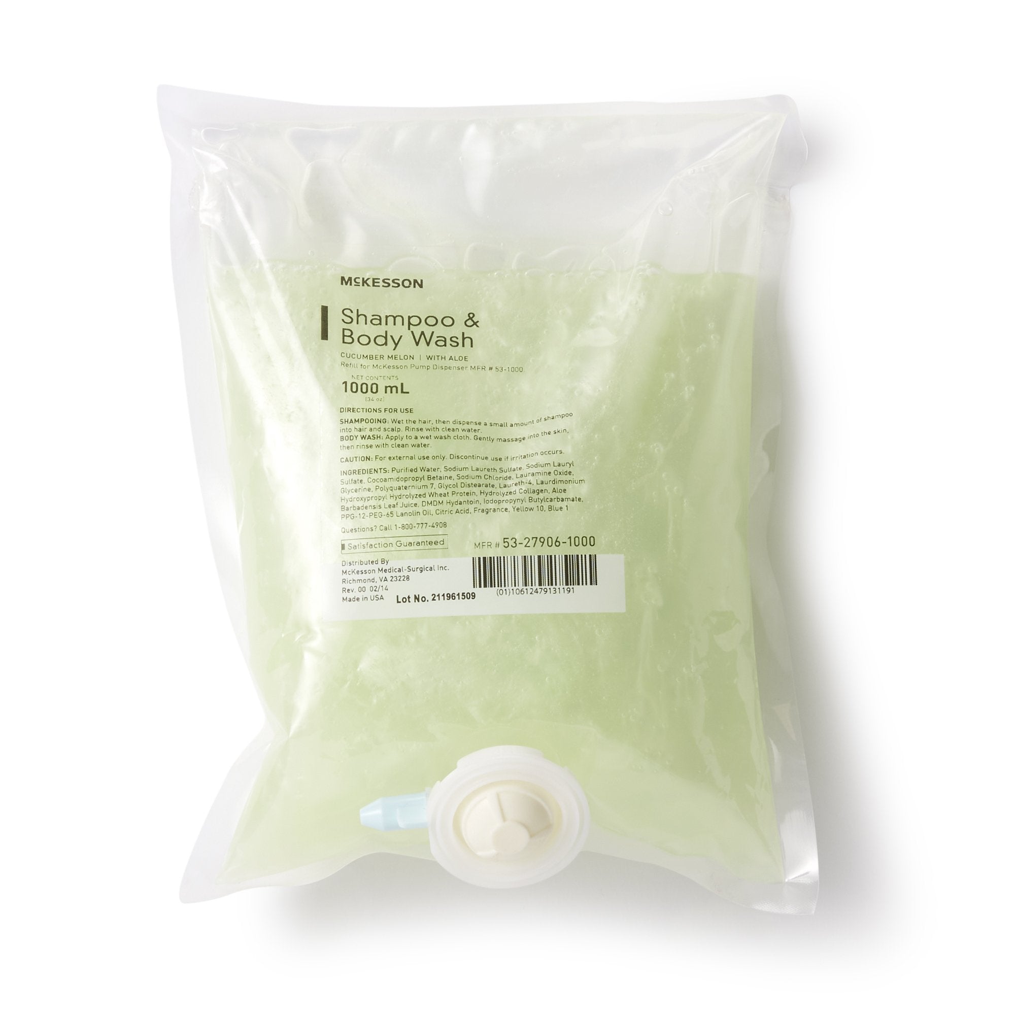 McKesson Brand - Shampoo and Body Wash McKesson 1,000 mL Dispenser Refill Bag Cucumber Melon Scent [10/CS]