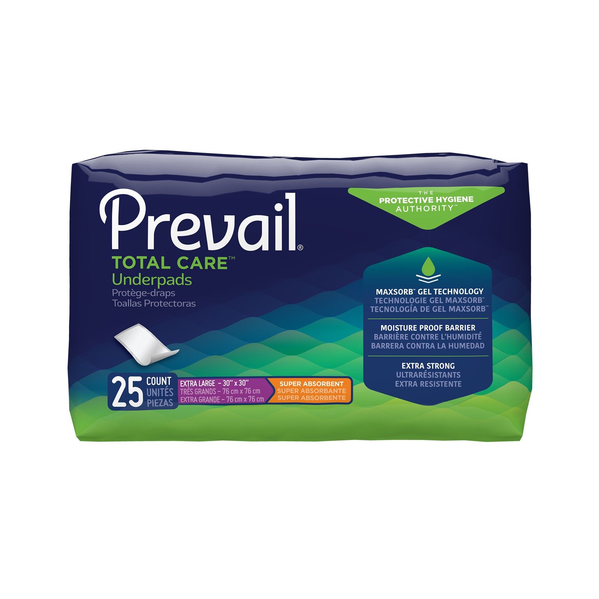 First Quality - Disposable Underpad Prevail® Total Care™ 30 X 30 Inch Polyester Heavy Absorbency [100/CS]