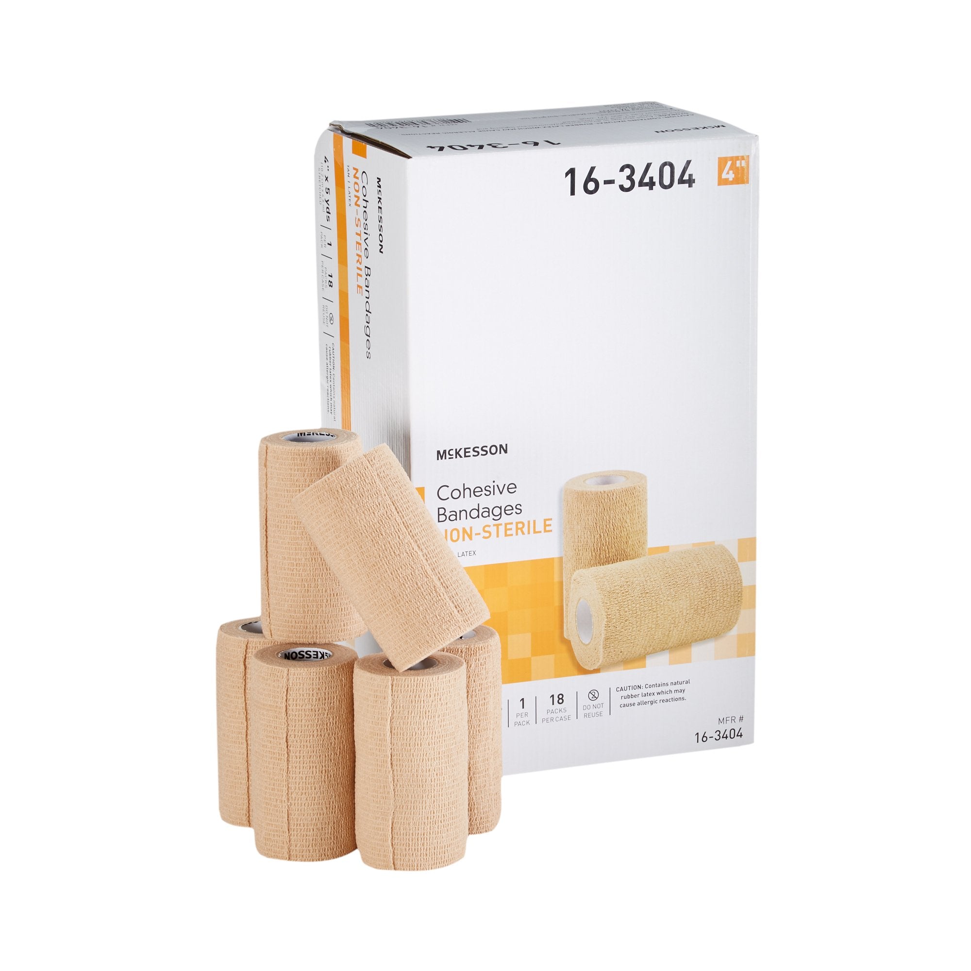 McKesson Brand - Cohesive Bandage McKesson 4 Inch X 5 Yard Self-adherent Closure Tan NonSterile Standard Compression [18/CS] (464154_CS)