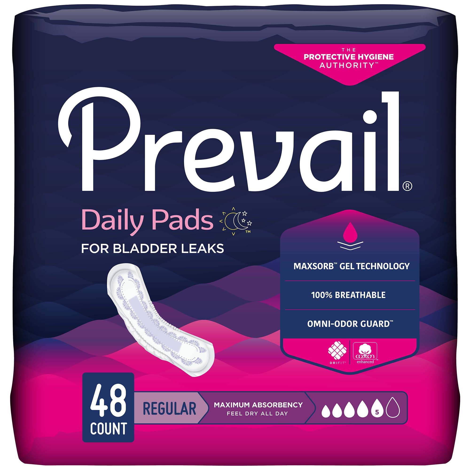 First Quality - Bladder Control Pad Prevail® Daily Pads 11 Inch Length Heavy Absorbency Polymer Core One Size Fits Most [192/CS]