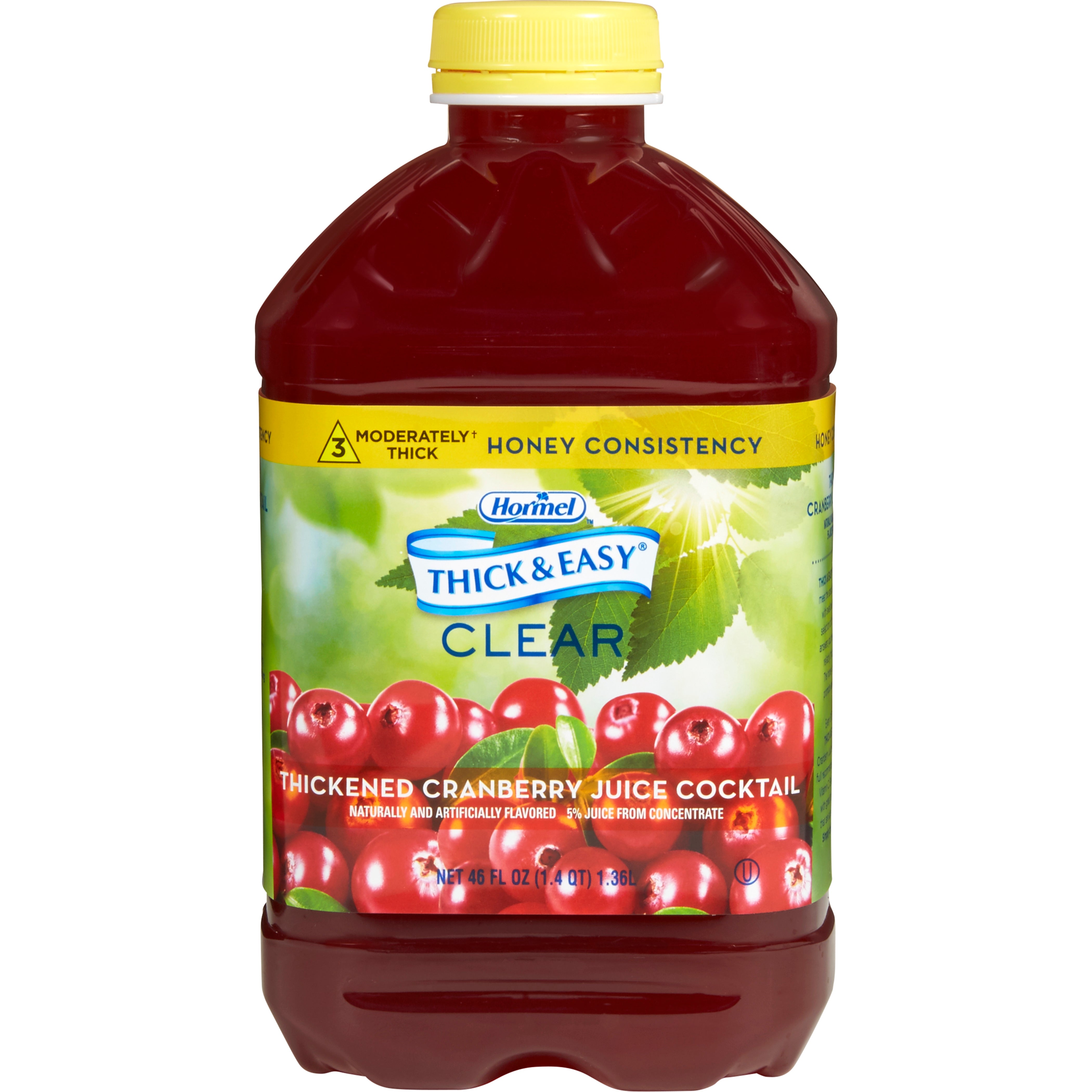 Hormel Food Sales - Thickened Beverage Thick & Easy® 46 oz. Bottle Cranberry Juice Cocktail Flavor Liquid IDDSI Level 3 Moderately Thick/Liquidized [6/CS]