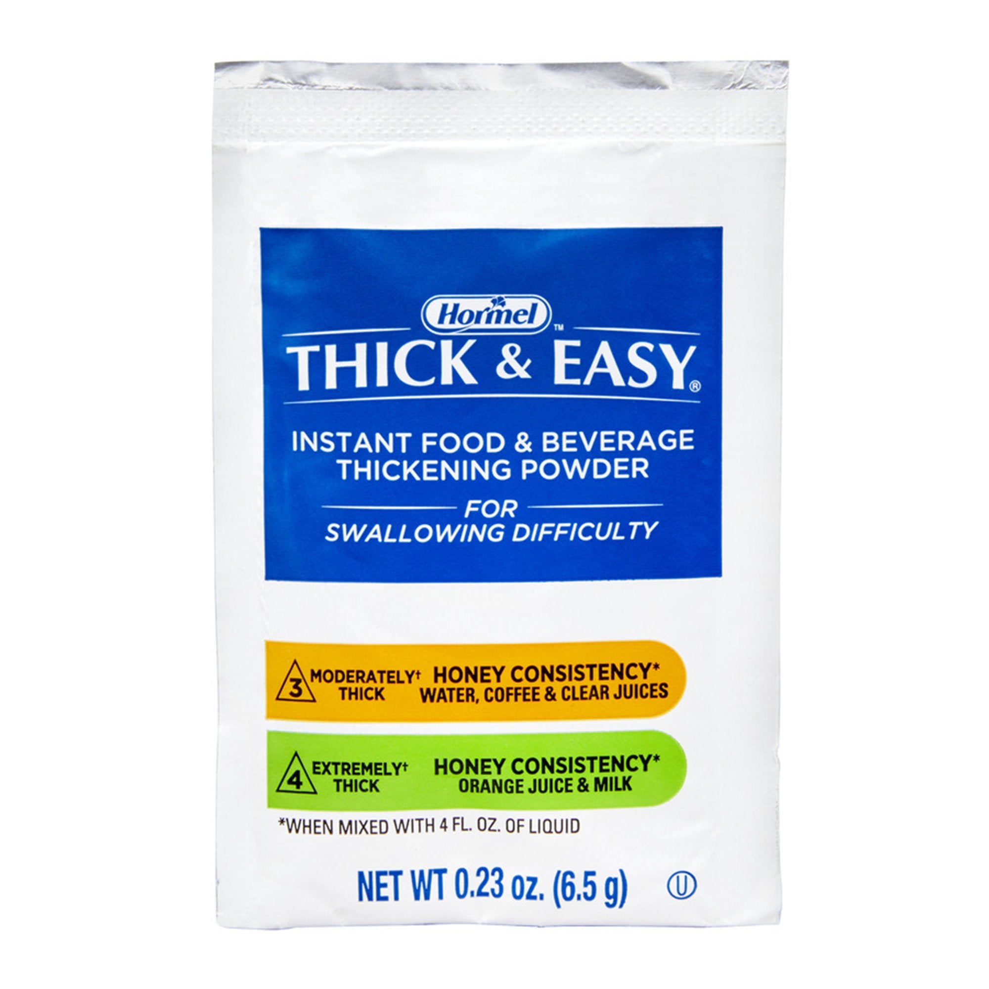 Hormel Food Sales - Food and Beverage Thickener Thick & Easy® 6.5 Gram Individual Packet Unflavored Powder IDDSI Level 3 Moderately Thick/Liquidized [100/CS]