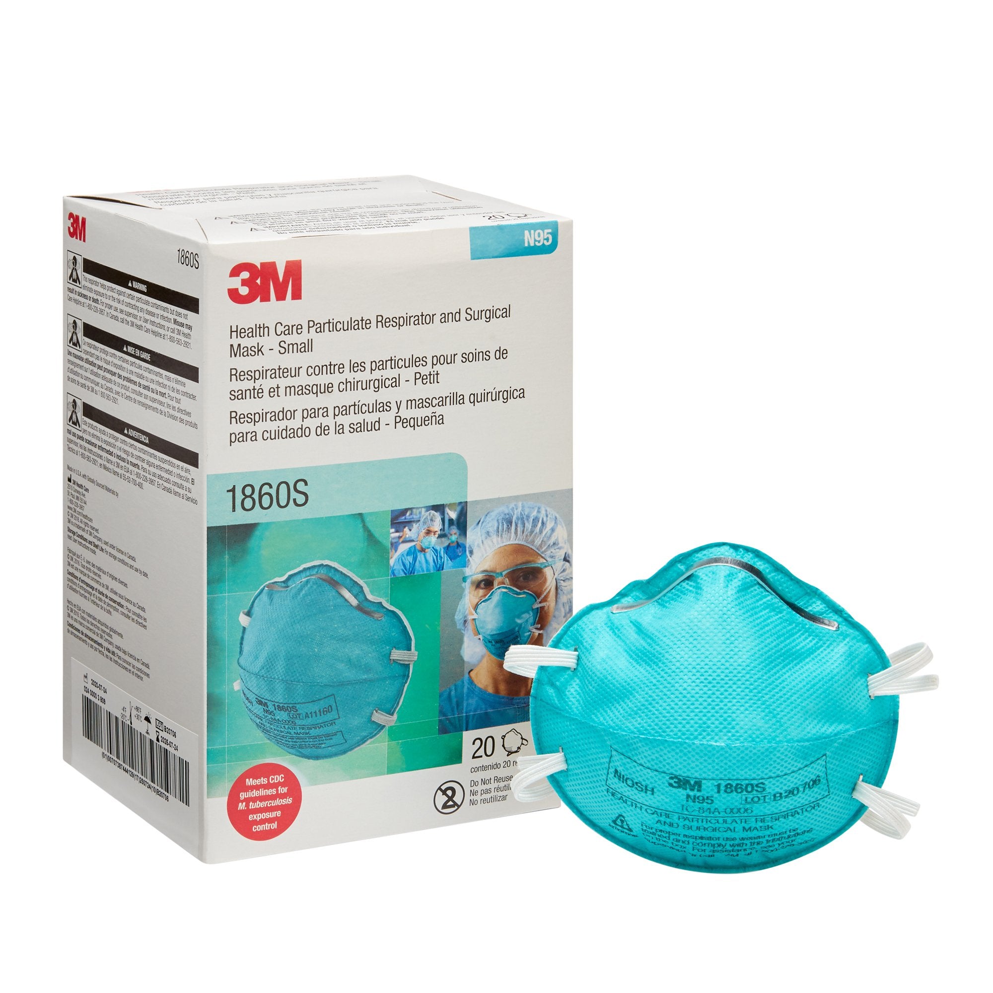 3M Company - Particulate Respirator / Surgical Mask 3M™ Medical N95 ASTM F1862 Elastic Strap Small [120/CS]