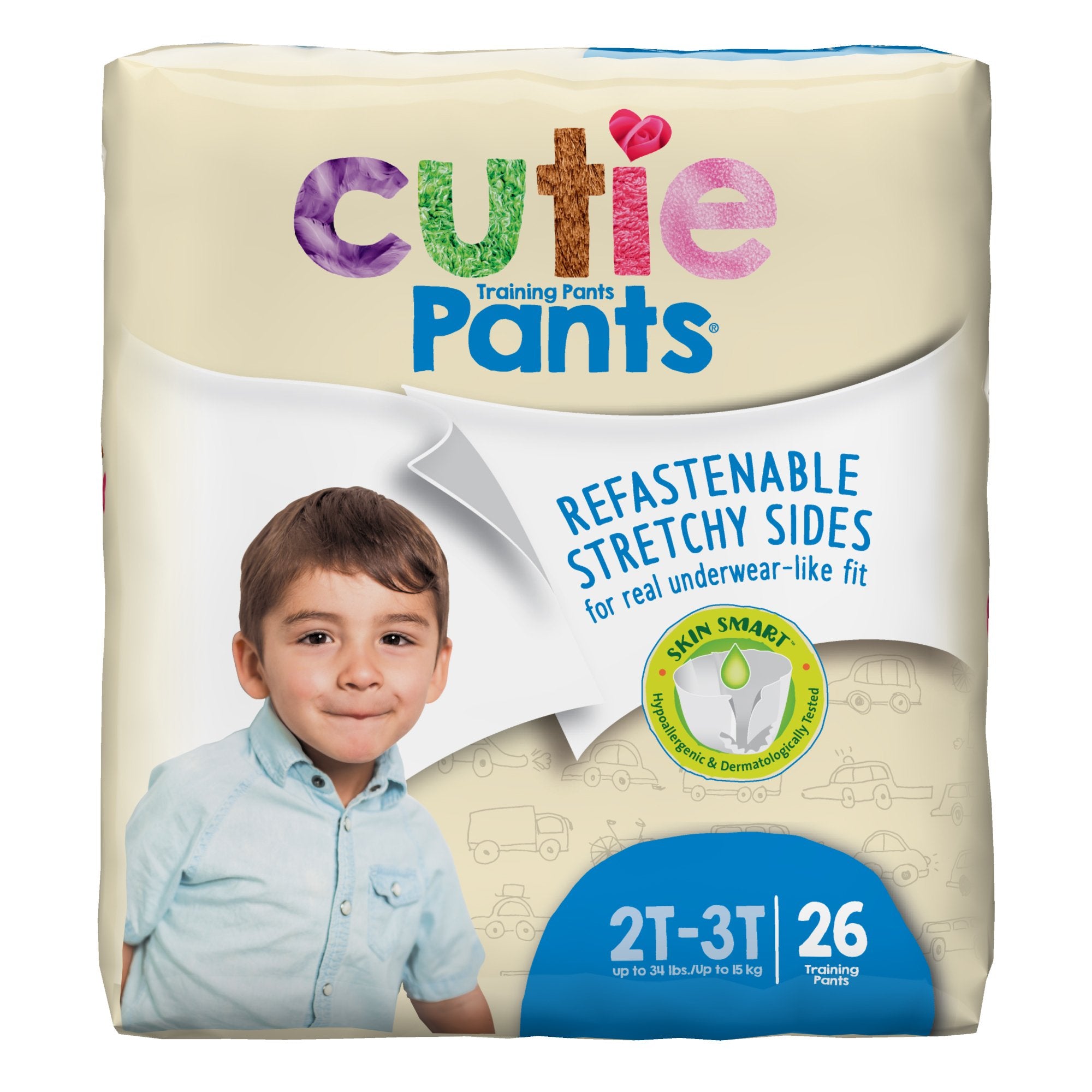 First Quality - Male Toddler Training Pants Cutie Pants® Size 2T to 3T Disposable Heavy Absorbency [104/CS]