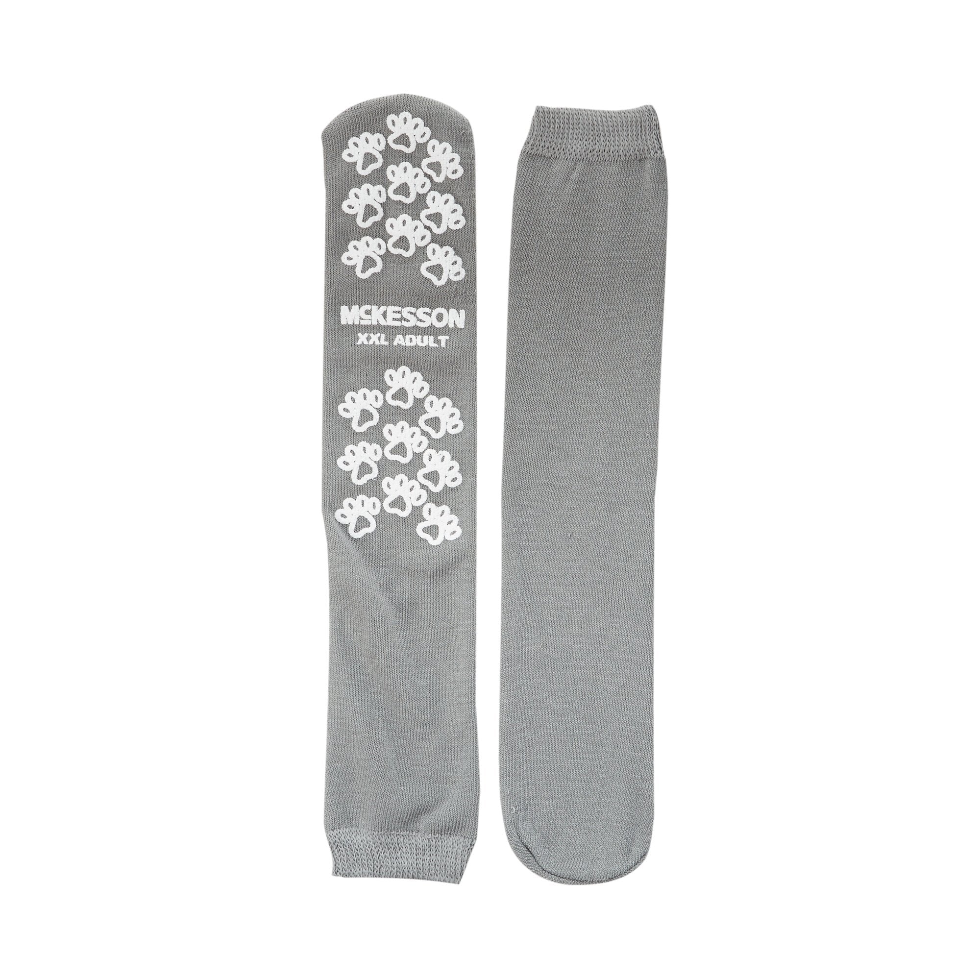 McKesson Brand - Slipper Socks McKesson Terries™ Unisex Adult 2X-Large Single Tread Single Patient Use Gray [48/CS]