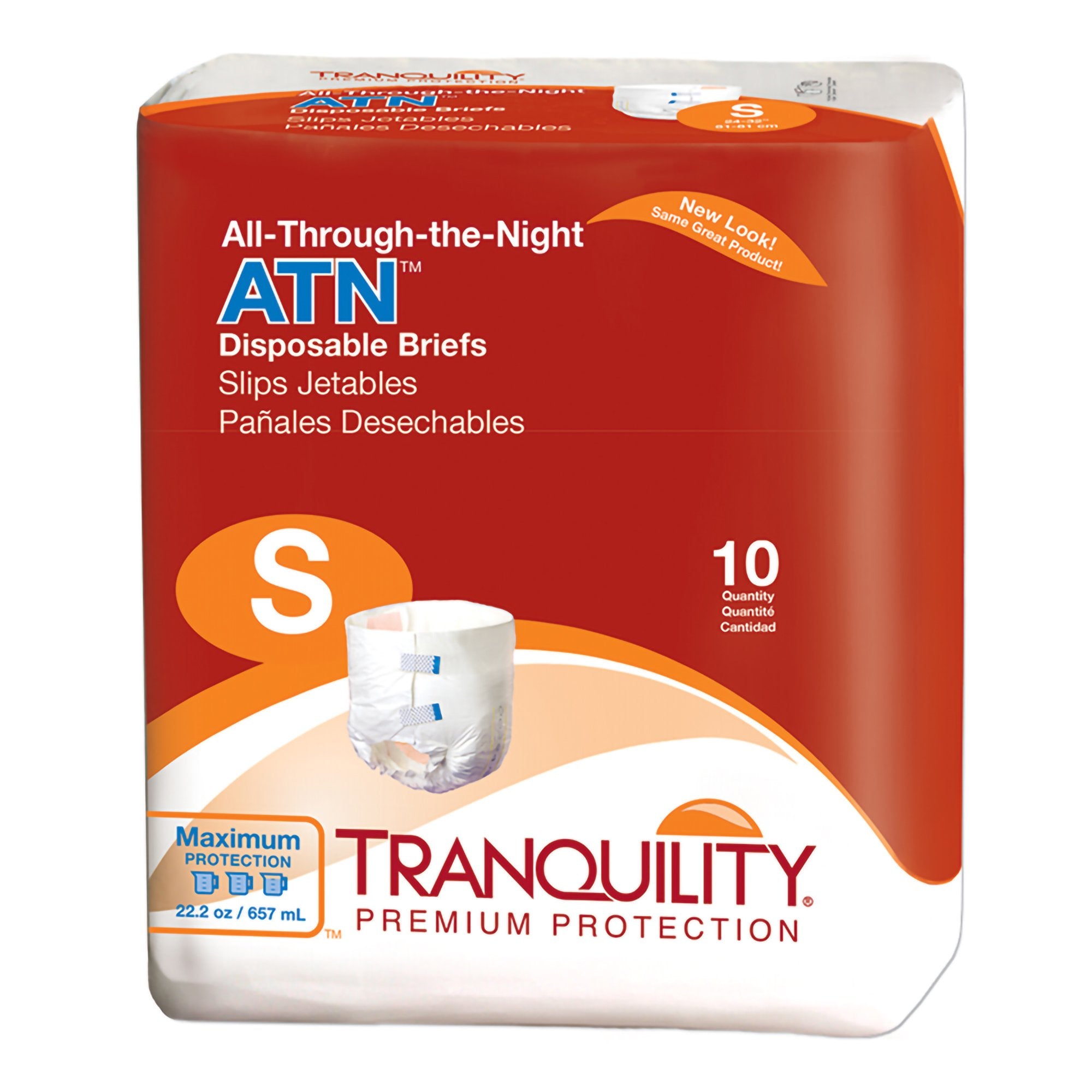 Principle Business Enterprises - Unisex Adult Incontinence Brief Tranquility® ATN Small Disposable Heavy Absorbency [100/CS]