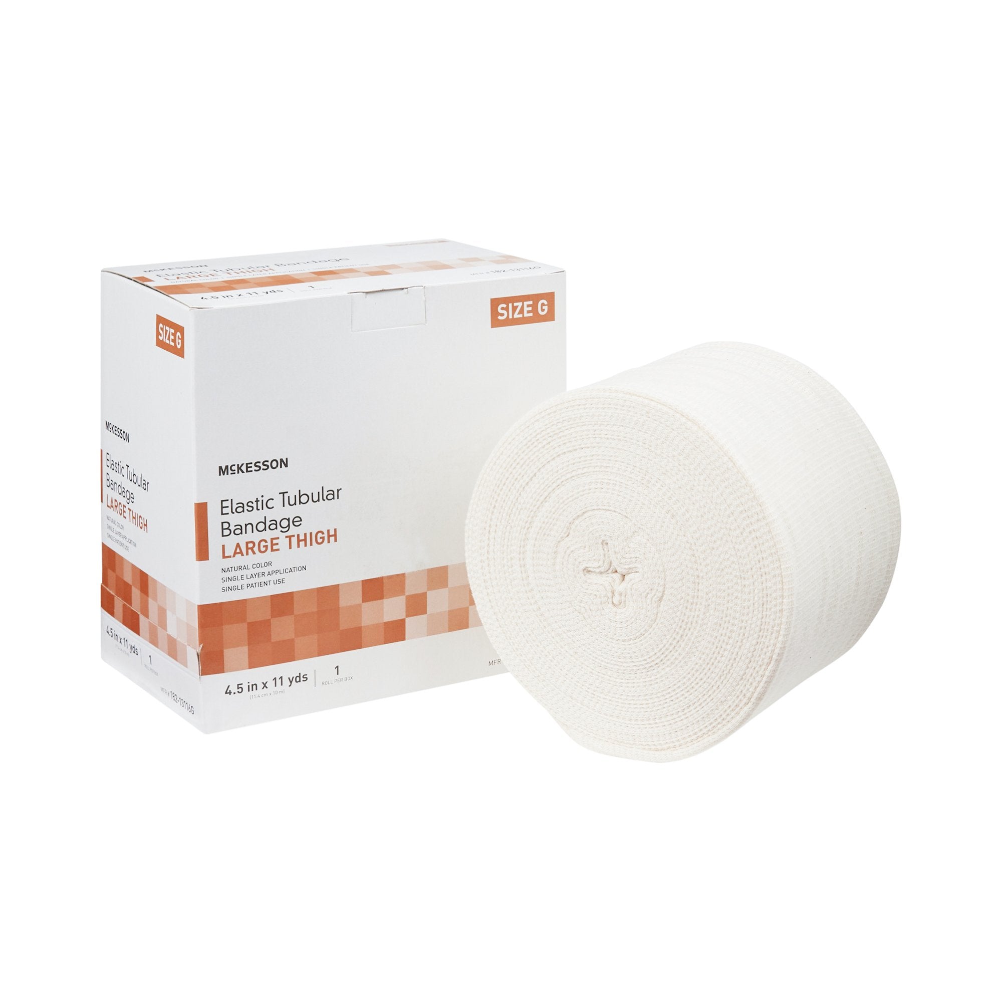 McKesson Brand - Elastic Tubular Support Bandage McKesson Spandagrip™ 4-1/2 Inch X 11 Yard Large Thigh Pull On Natural NonSterile Size G Standard Compression [12/CS]