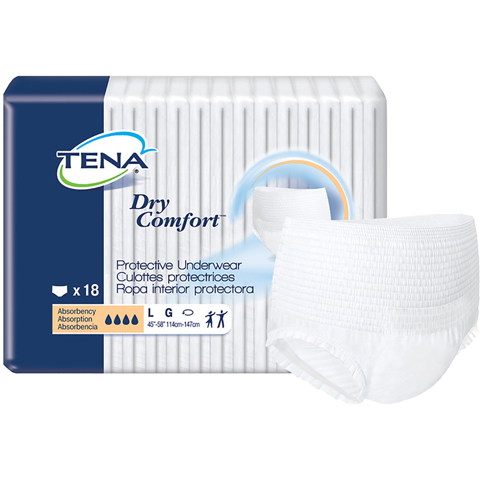 Essity HMS North America Inc - Unisex Adult Absorbent Underwear TENA® Dry Comfort™ Pull On with Tear Away Seams Large Disposable Moderate Absorbency [72/CS]