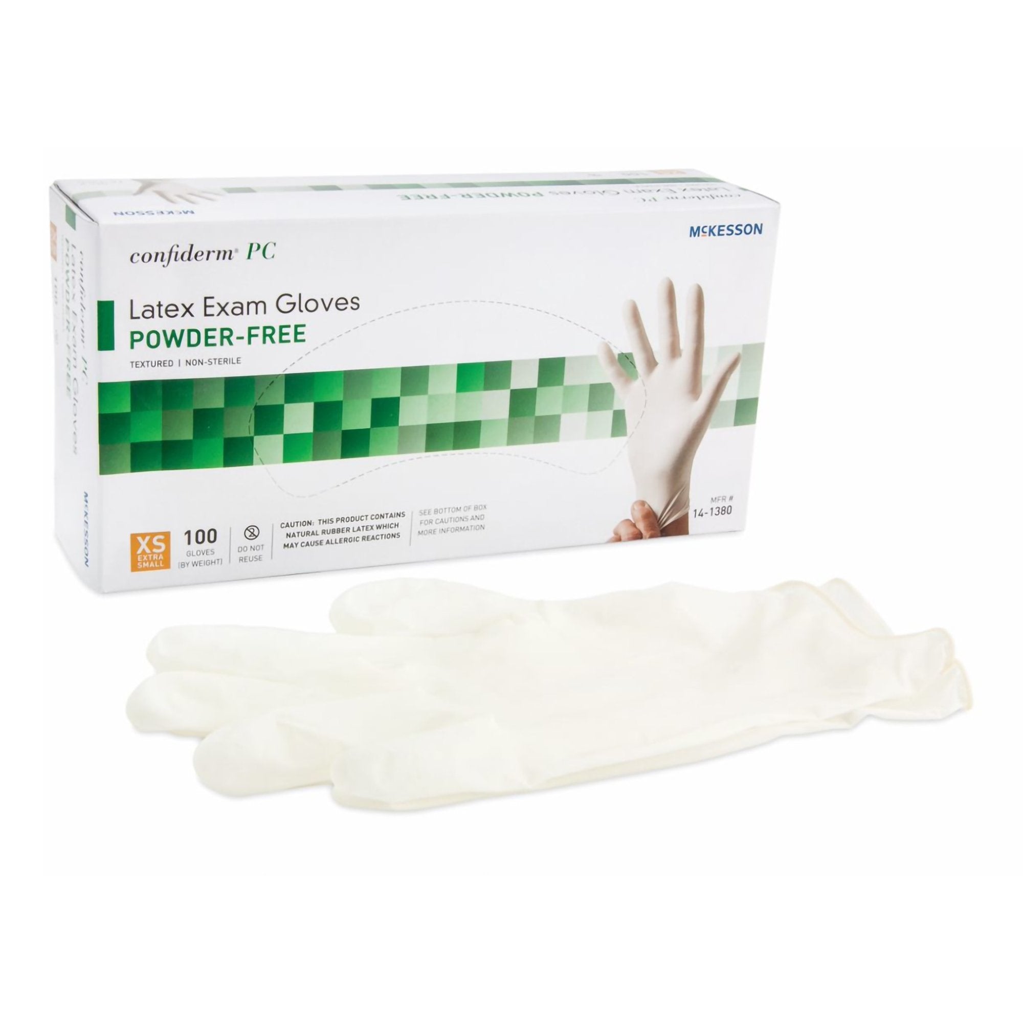 McKesson Brand - Exam Glove McKesson Confiderm® X-Small NonSterile Latex Standard Cuff Length Fully Textured Ivory Not Rated [1000/CS]