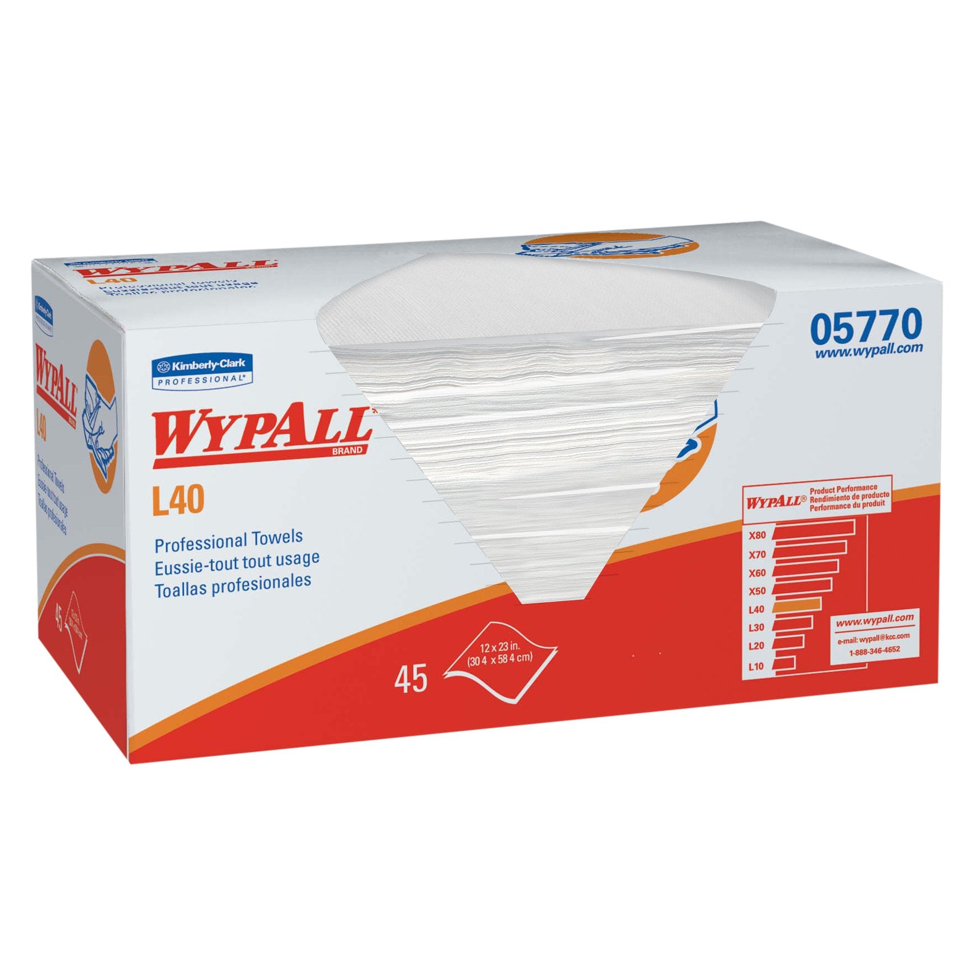 Kimberly Clark - Hygienic Towel WypAll® L40 Light Duty White NonSterile Double Re-Creped 12 X 23 Inch Disposable [12/CS]