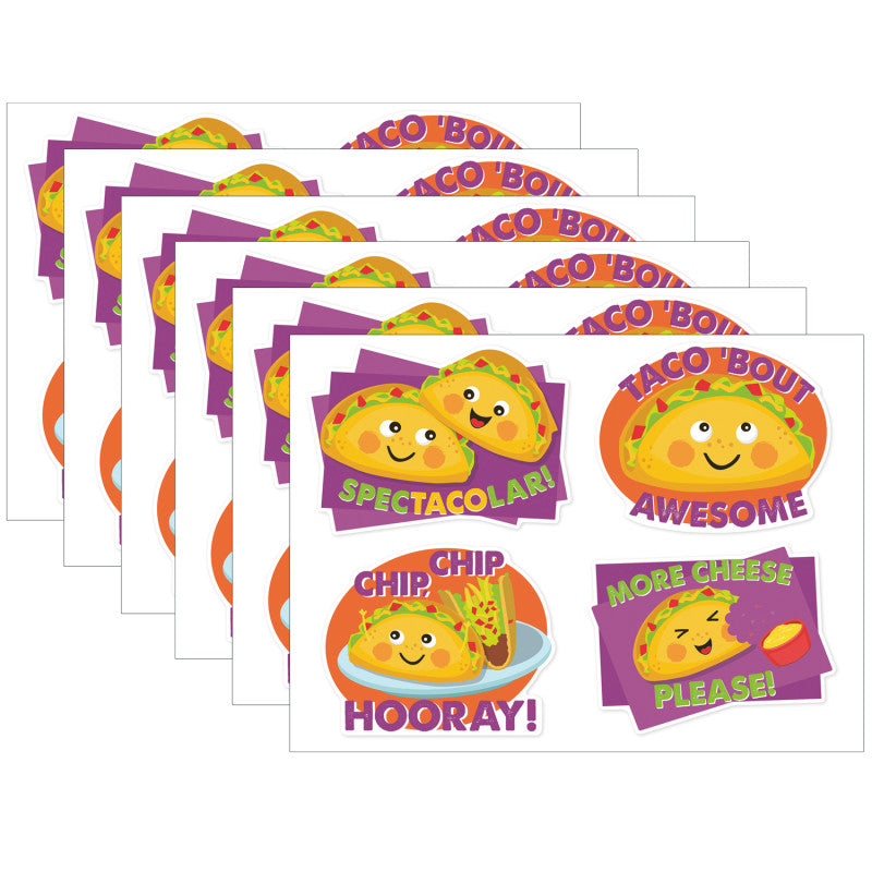 EUREKA - Jumbo Scented Stickers, Taco, 12 Per Pack, 6 Packs