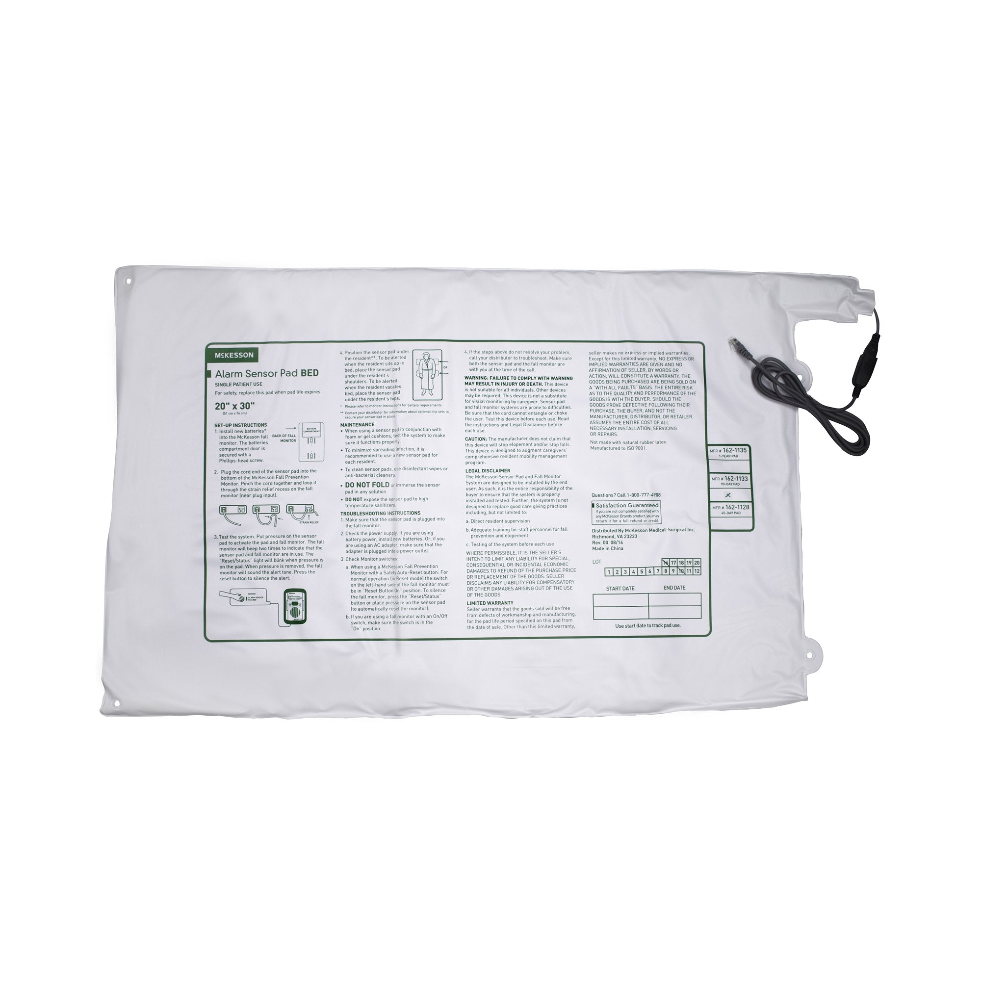 McKesson Brand - Bed Sensor Pad McKesson Brand 20 X 30 Inch [20/CS] (1020959_CS)