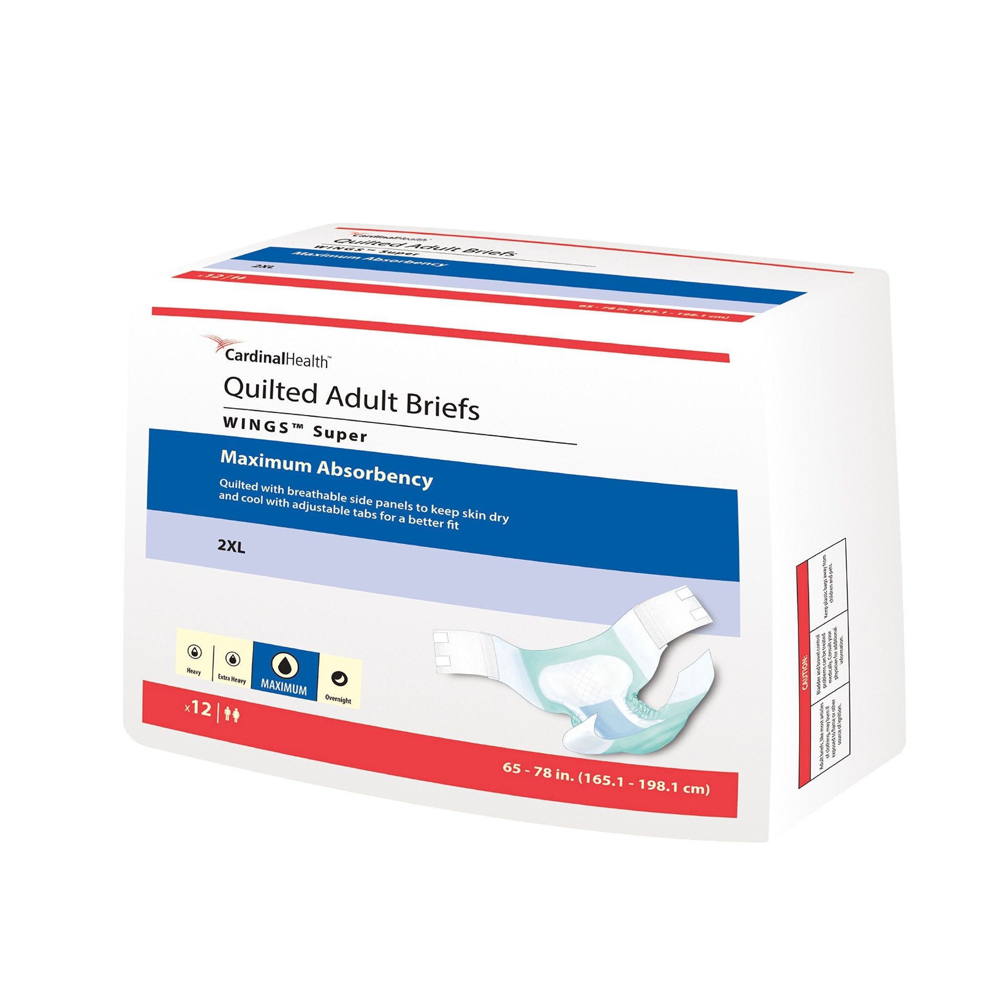 Cardinal - Unisex Adult Incontinence Brief Wings™ Super Quilted 2X-Large Disposable Heavy Absorbency [1/BG]