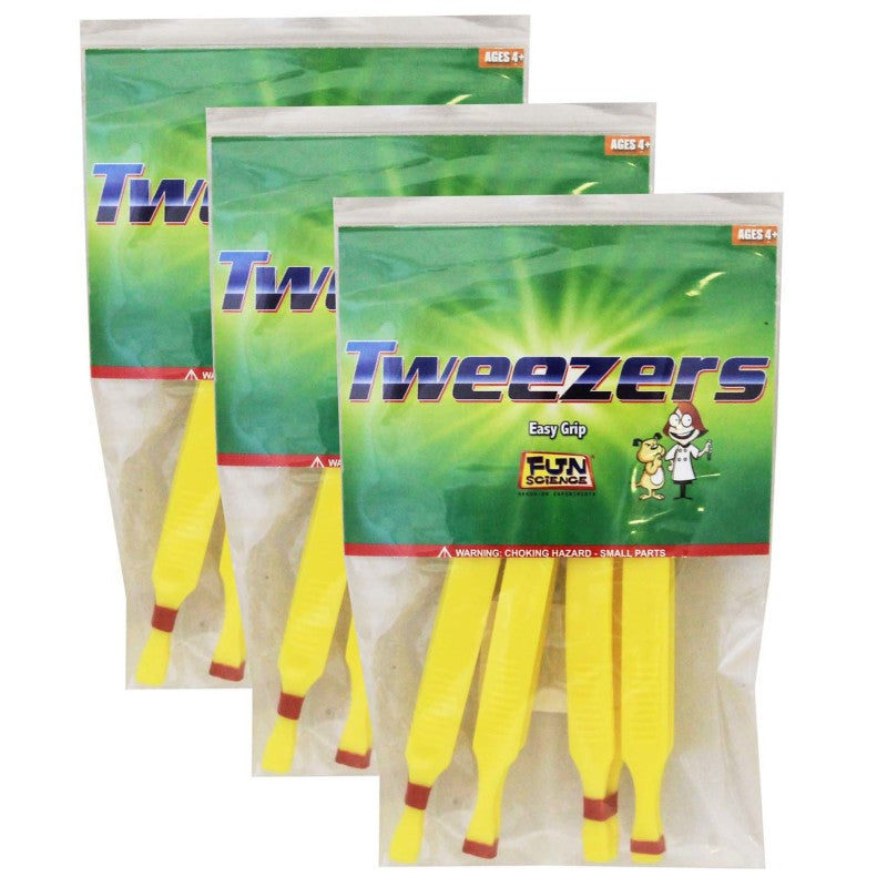 FUN SCIENCE - Plastic Tweezers, 4 Per Pack, 3 Packs