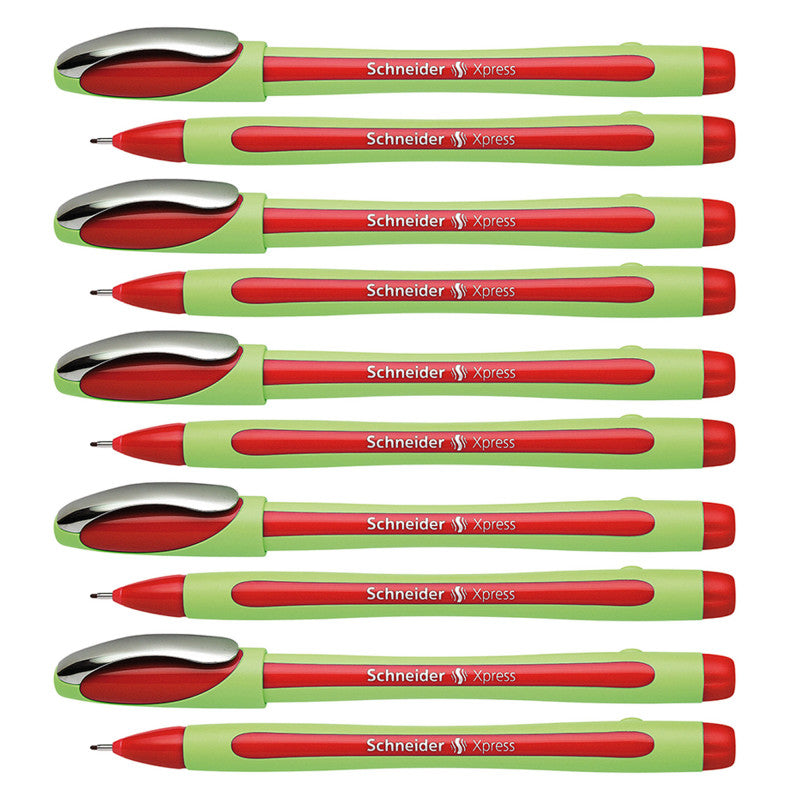 SCHNEIDER - Xpress Fineliner Pen, Fiber Tip, 0.8 mm, Red, Pack of 10