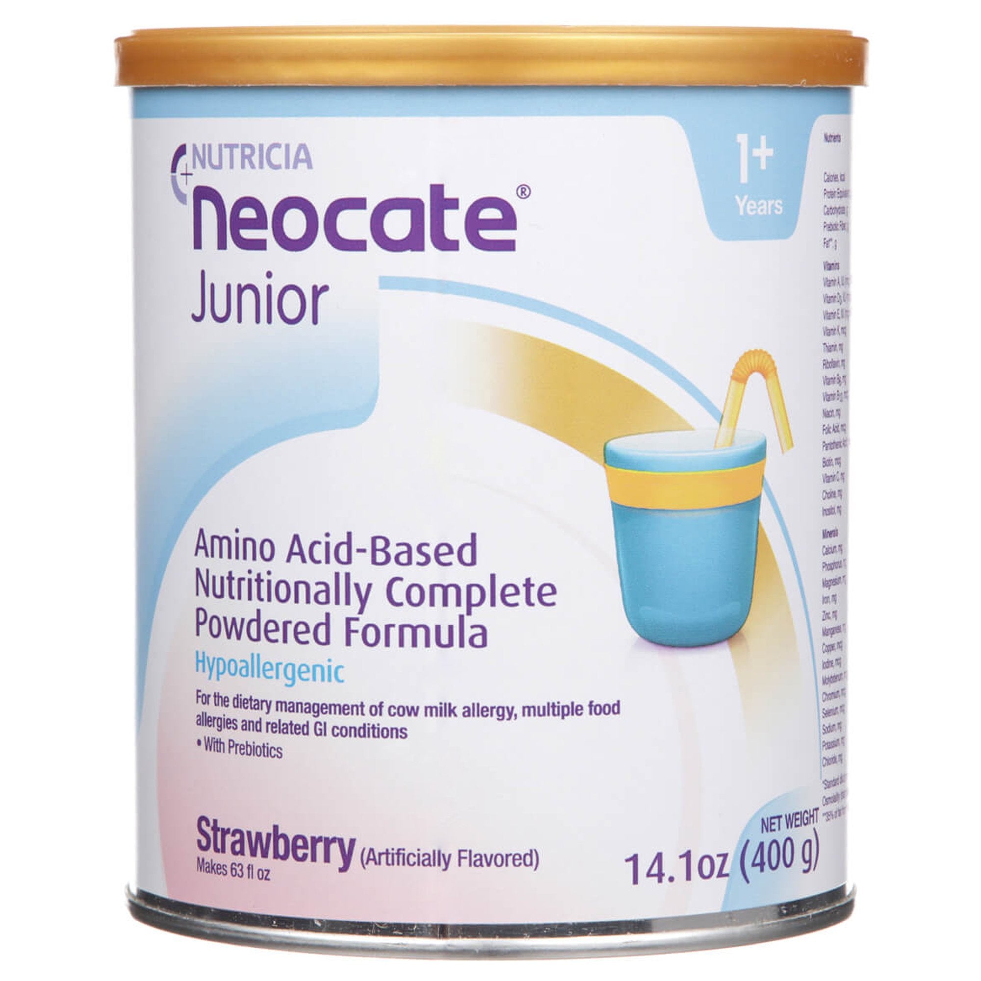 Nutricia North America - Pediatric Oral Supplement Neocate® Junior with Prebiotics Strawberry Flavor 14.1 oz. Can Powder Amino Acid Food Allergies [4/CS]