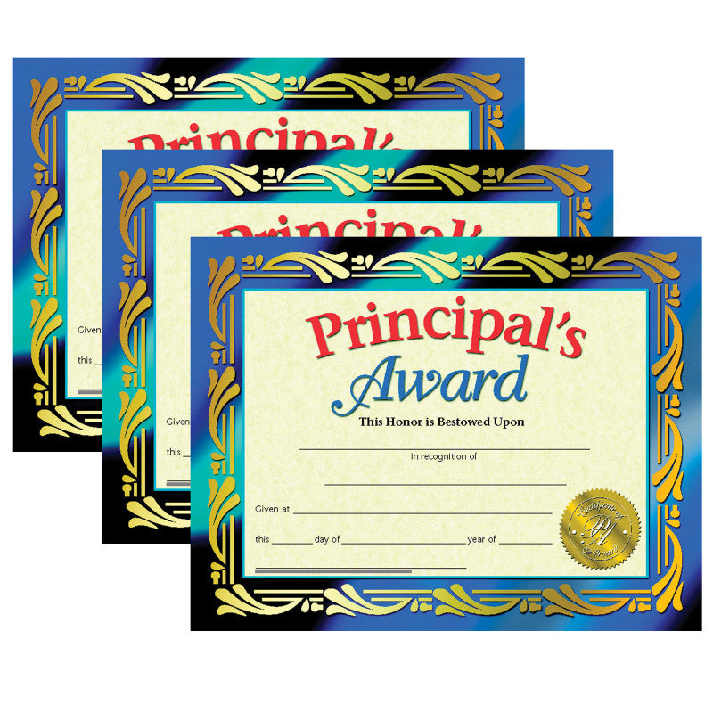HAYES PUBLISHING - Principal's Award Certificate, 8.5" x 11", 30 Per Pack, 3 Packs
