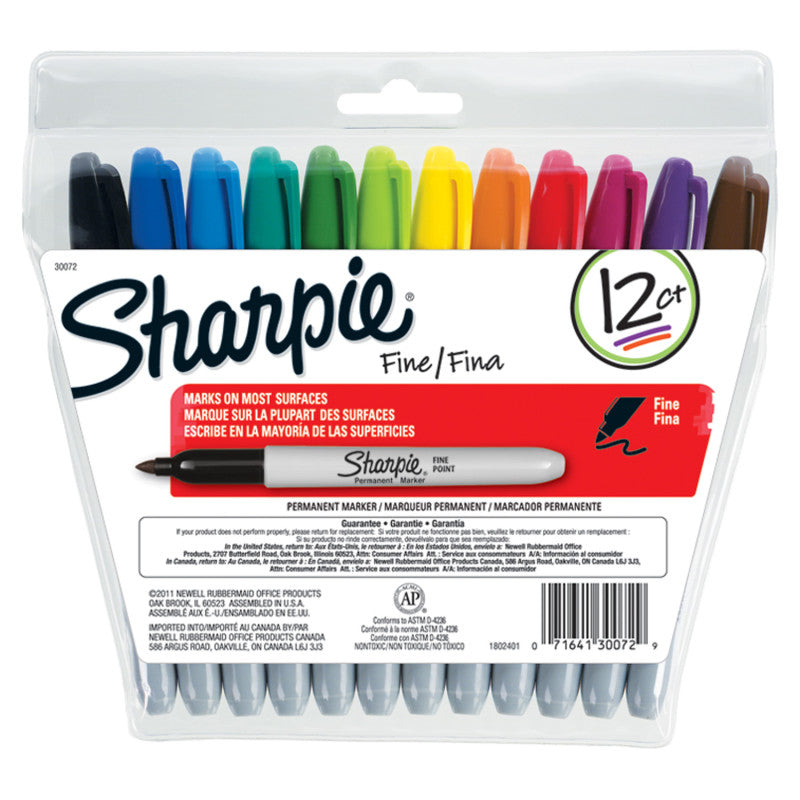 SHARPIE - Fine Point Permanent Markers, Assorted, Set of 12