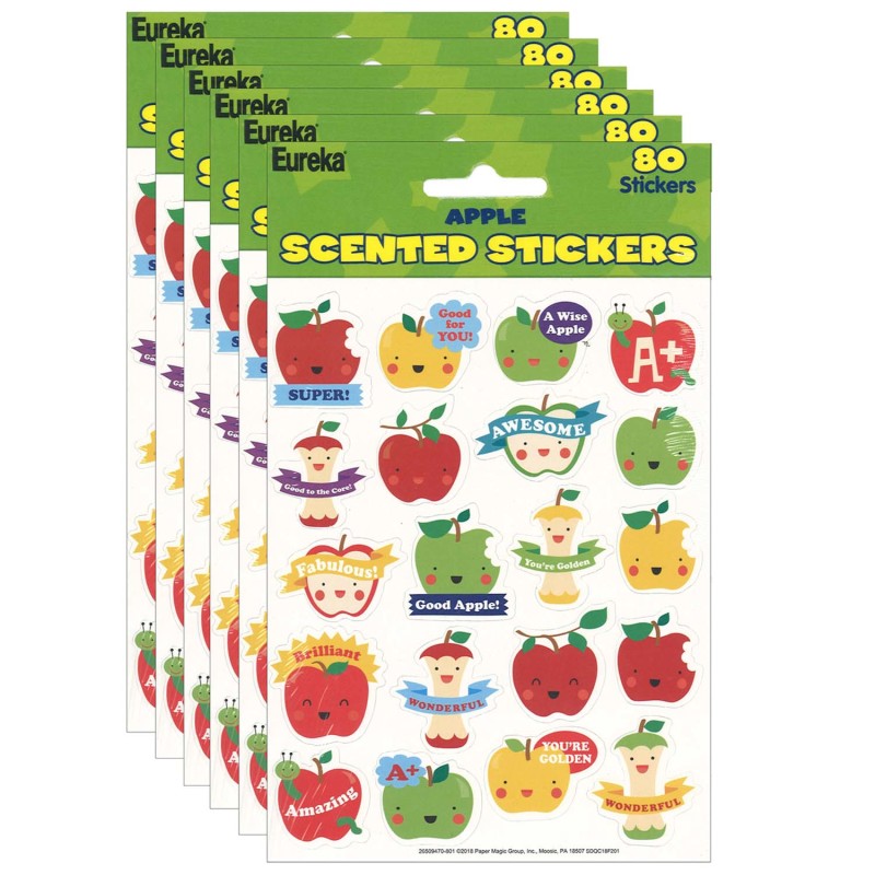 EUREKA - Apple Scented Stickers, 80 Per Pack, 6 Packs