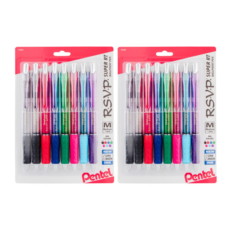 PENTEL - R.S.V.P.® Super RT Retractable Ballpoint Pen, Assorted, 8 Per Pack, 2 Packs