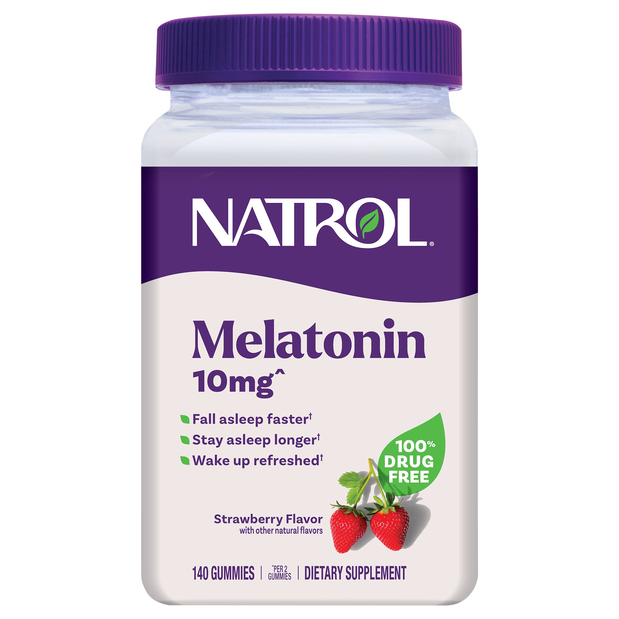 Natrol Melatonin Gummies, Sleep Support for Adults, Melatonin 10 mg gummies, 140 Strawberry-Flavored, Up to 70 Days - Case of 1