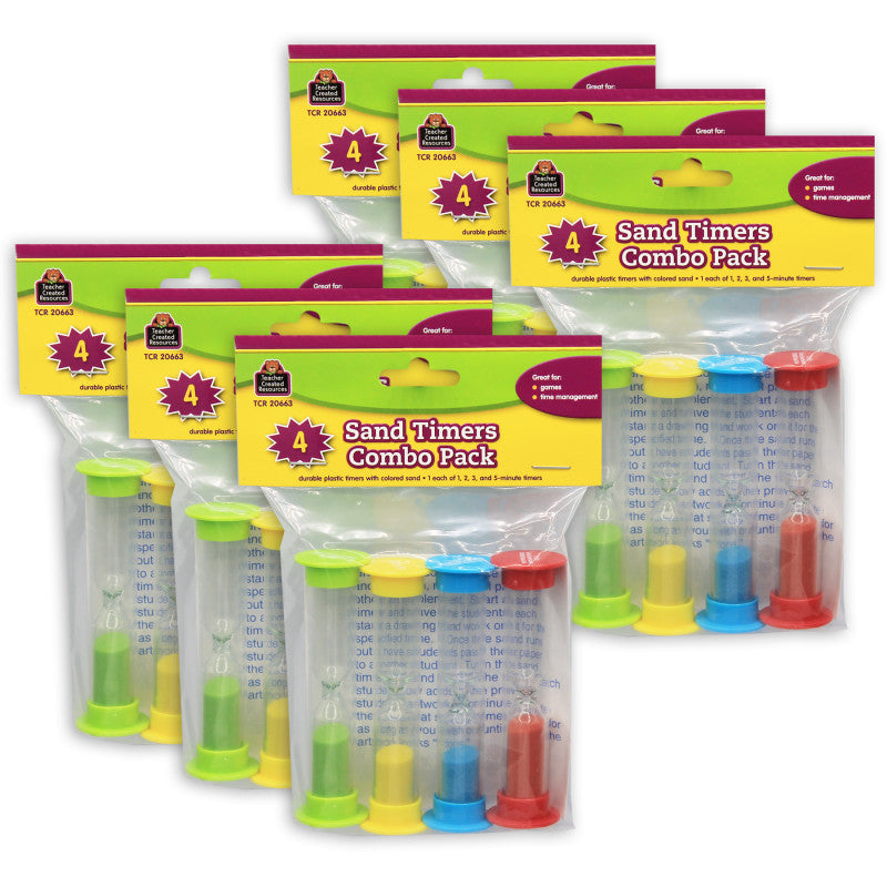 TEACHER CREATED RESOURCES - Small Sand Timers Combo Pack, 4 Per Pack, 6 Packs