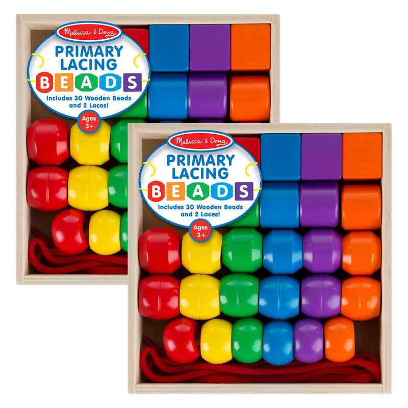MELISSA & DOUG - Primary Lacing Beads, 2 Sets