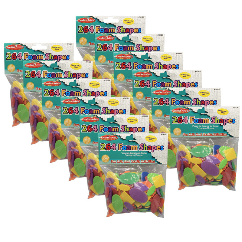 CHARLES LEONARD - Assorted Foam Shapes, 264 Per Pack, 12 Packs