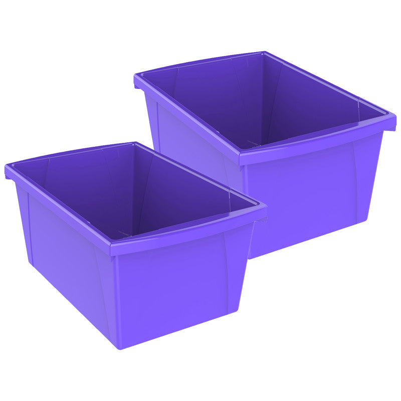 STOREX - Medium Classroom Storage Bin, Purple, Pack of 2